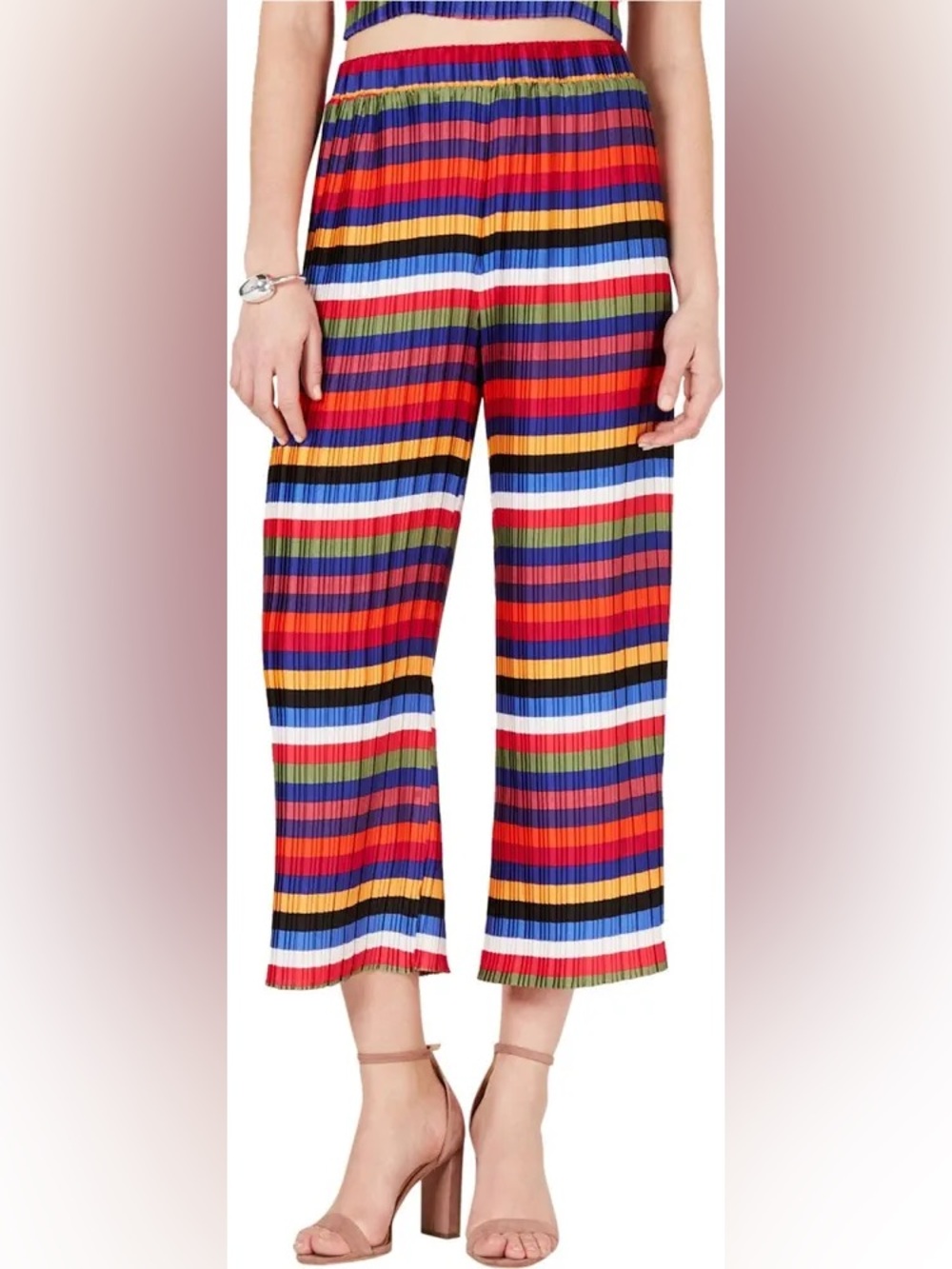Rainbow Pleated Crop Pants